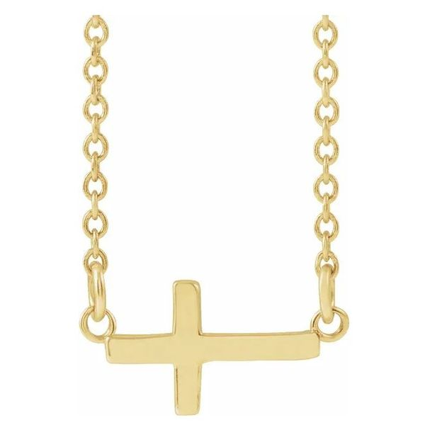 14k Yellow Gold Sideways Cross Necklace