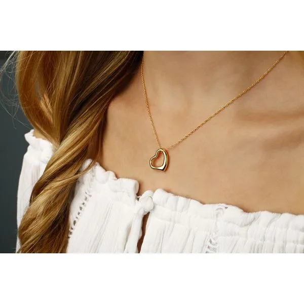 14k Yellow Gold 12mm Open Heart Necklace Image 2 Orin Jewelers Northville, MI