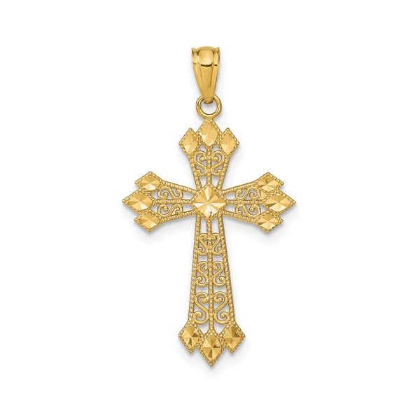 14k Diamond-cut Polished Filigree Cross Pendant Orin Jewelers Northville, MI