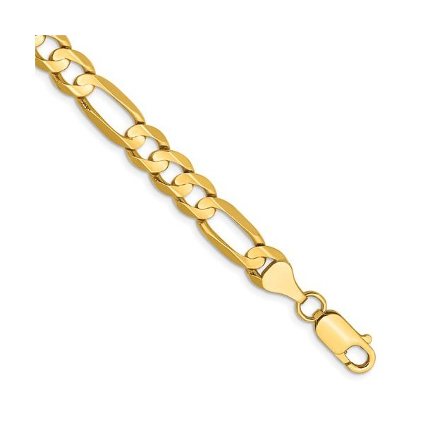 14K Yellow Gold Open Concave Figaro Link Bracelet, Length 8