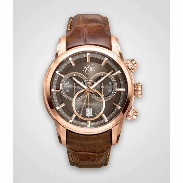 ORIN Watch Chronograph With Rose Case, Brown Dial & Strap Band Orin Jewelers Northville, MI