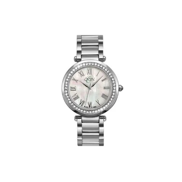 Lady's ORIN Watch White Case & Band, MOP Dial, Swarovski Crystal Accents Orin Jewelers Northville, MI
