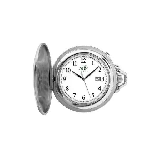 ORIN Pocket Watch with White Case & Dial, Chain Orin Jewelers Northville, MI