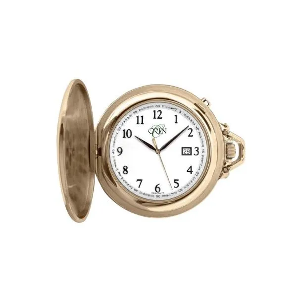 ORIN Pocket Watch with Yellow Case & Chain, White Dial Orin Jewelers Northville, MI