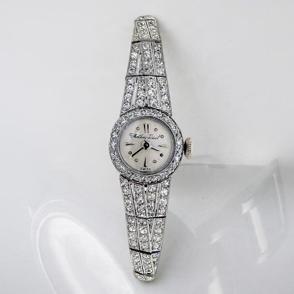 Estate Collectoin - An Era of Elegance - Mathey-Tissot Platinum & Diamond Ladies Wristwatch Orin Jewelers Northville, MI