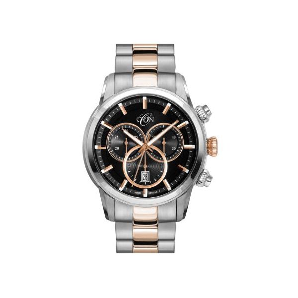 ORIN Watch Chronograph Two Tone Band, Black Dial Orin Jewelers Northville, MI