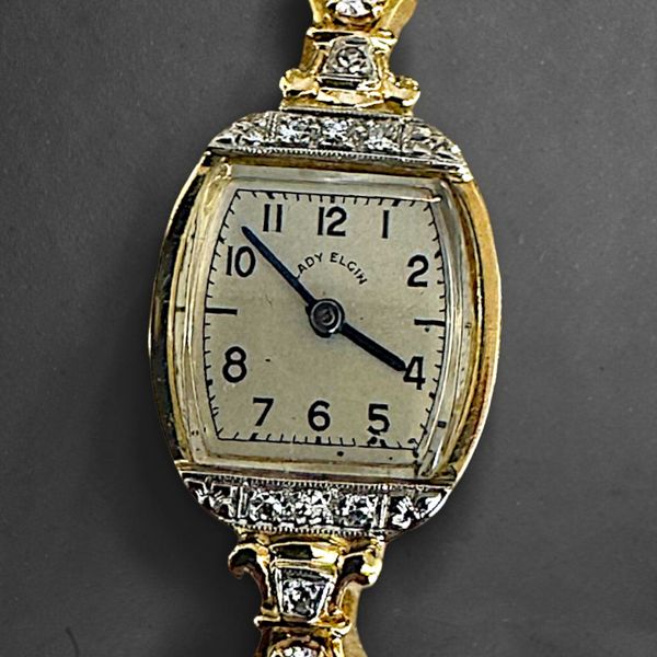 Vintage Lady Elgin 14K Yellow Gold Diamond Wristwatch Image 3 Orin Jewelers Northville, MI