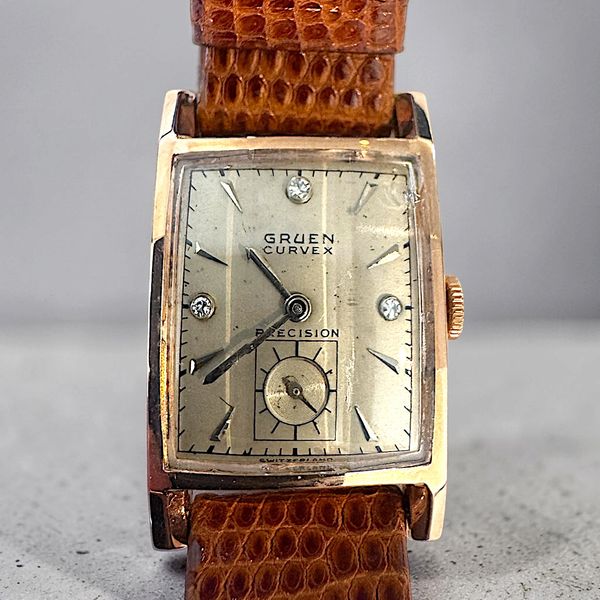 Estate Collection - 14K Rose Gold Gruen Curvex Precision Manual Wristwatch Circa 1950s Image 2 Orin Jewelers Northville, MI