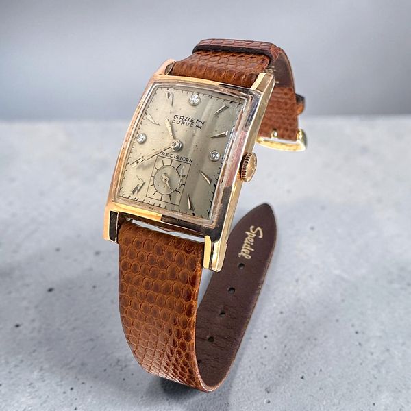 Estate Collection - 14K Rose Gold Gruen Curvex Precision Manual Wristwatch Circa 1950s Orin Jewelers Northville, MI
