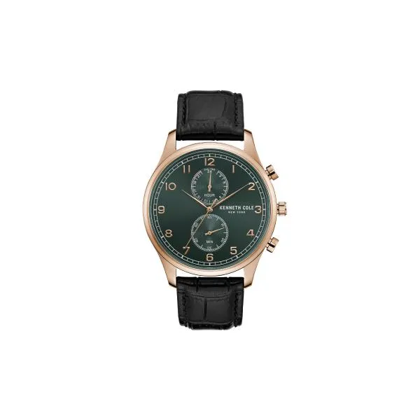 Men's Kenneth Cole Watch With Green Dial Rose Tone Case Orin Jewelers Northville, MI