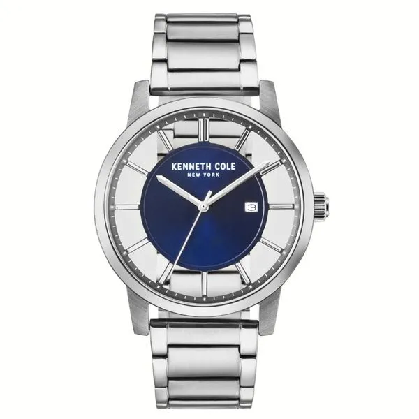 Men's Kenneth Cole Silver Watch With Blue Dial Orin Jewelers Northville, MI