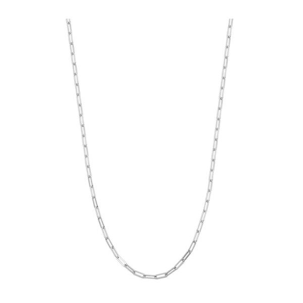 Sterling Silver Rhodium Plated Paperclip Chain, 24