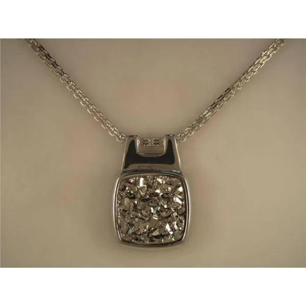 Gent's Sterling Silver Lightning Drusy Necklace Orin Jewelers Northville, MI