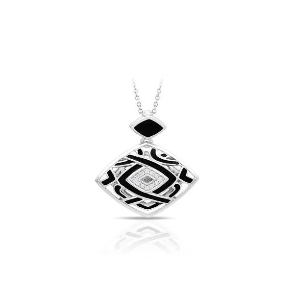 Lady's Sterling Silver Virago Pendant With Black Enamel & White CZs Orin Jewelers Northville, MI
