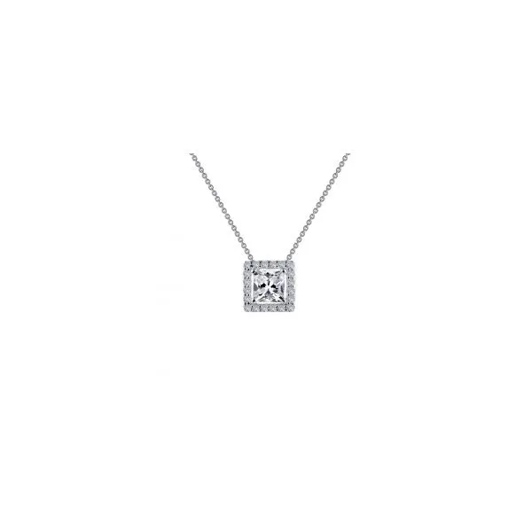 Sterling Silver Princess Shape Halo Pendant With CZs Orin Jewelers Northville, MI