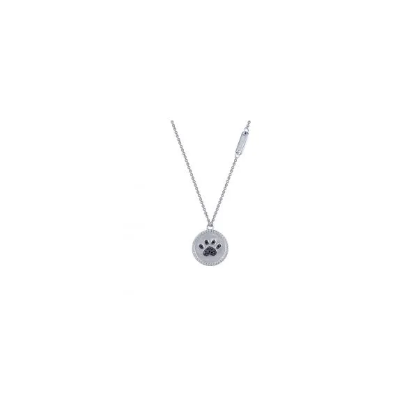 Sterling Silver Paw Print Pendant With Black & White CZs Orin Jewelers Northville, MI