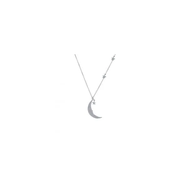 Sterling Silver Moon And Star Necklace With CZs Orin Jewelers Northville, MI