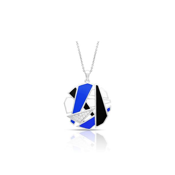 Lady's Sterling Silver Spectrum Pendant With Blue, White, Black Enamels & White CZs Orin Jewelers Northville, MI