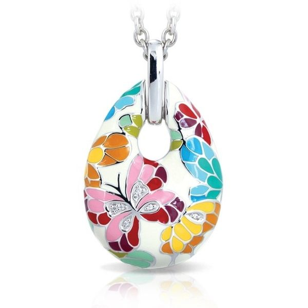 Sterling Silver Butterfly Kisses Pendant With Multi-Color Enamel & CZs Orin Jewelers Northville, MI