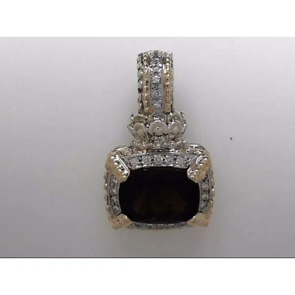 Sterling Silver & 14k Pendant With 23 & 1 Cognac Quartz Orin Jewelers Northville, MI