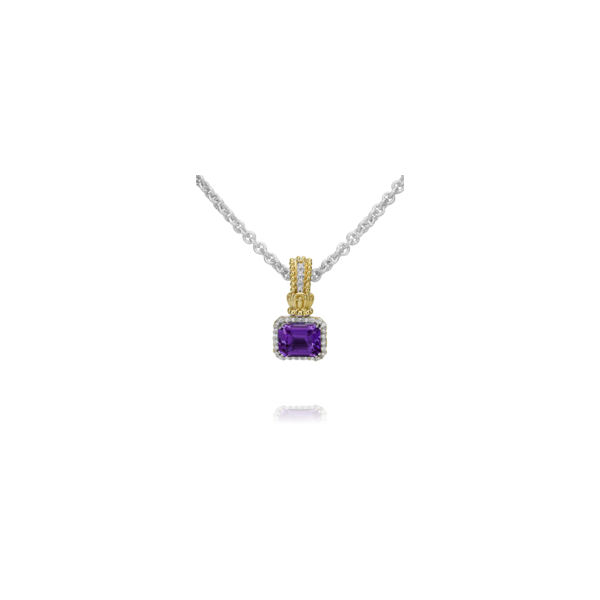 Sterling Silver & 14k Yellow Gold Pendant With Amethyst & Diamonds Orin Jewelers Northville, MI