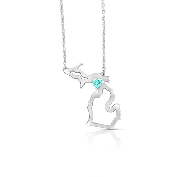 Sterling Silver Michigan Pendant With Heart Shape Aquamarine Orin Jewelers Northville, MI