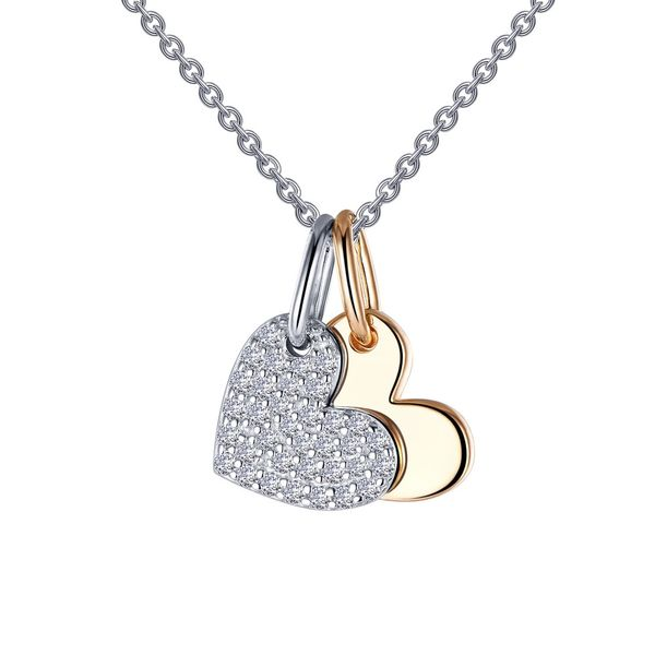 Sterling Silver & Gold Plated Heart Shadow Charm Necklace Orin Jewelers Northville, MI