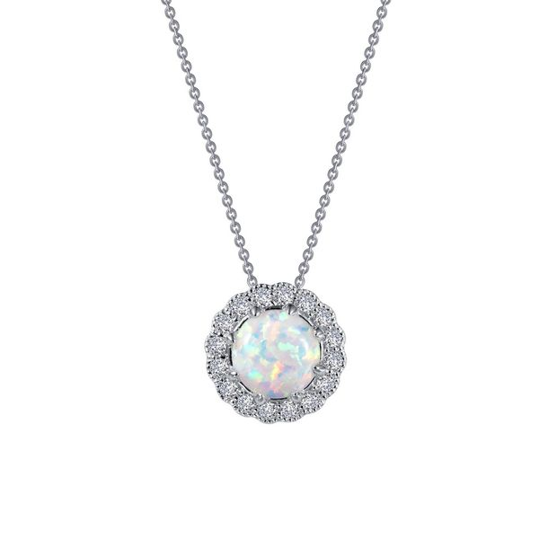 Sterling Silver Pendant With Simulated Opal & 16 Cubic Zirconias Orin Jewelers Northville, MI