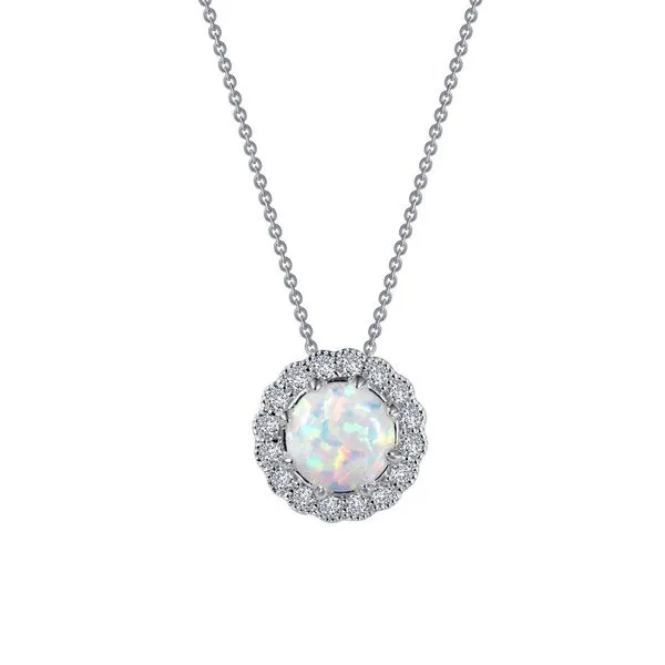 Sterling Silver Pendant With Simulated Opal & 16 Cubic Zirconias Orin Jewelers Northville, MI