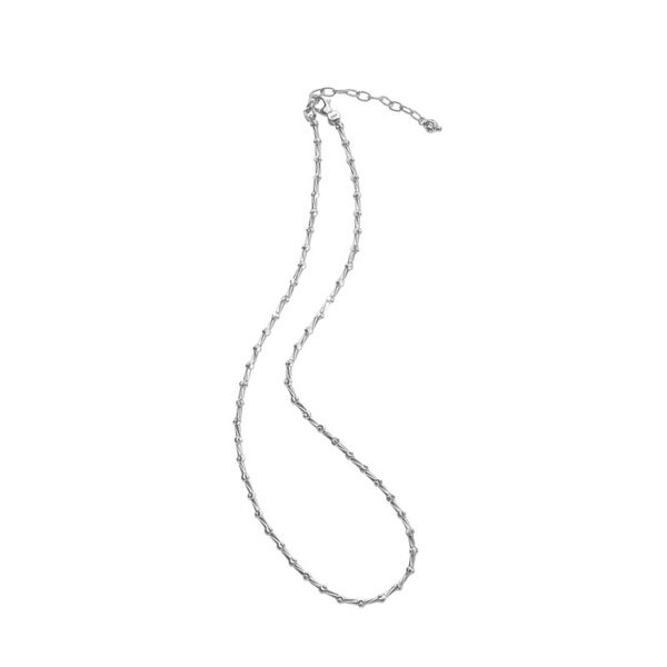 Lady's Sterling Silver Platinum Plated Tube Necklace, 16