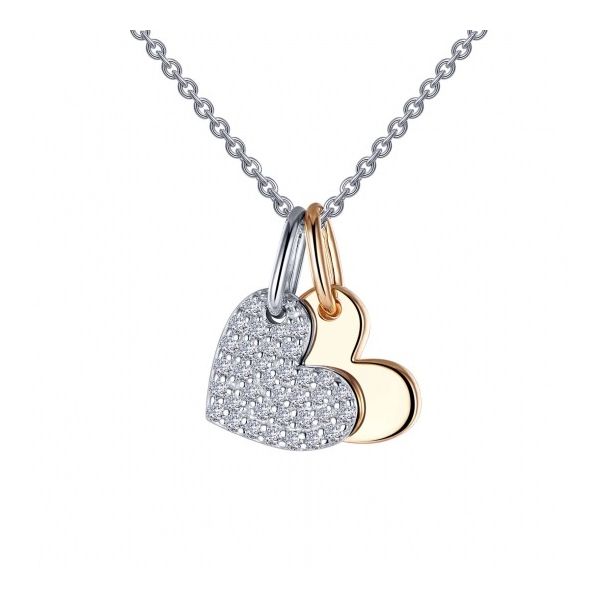 Sterling Silver & Gold Plated Heart Shadow Charm Pendant Necklace Orin Jewelers Northville, MI