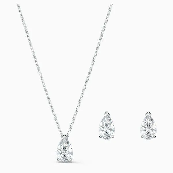 Swarovski Attract Pear Set, White, Rhodium plated Orin Jewelers Northville, MI