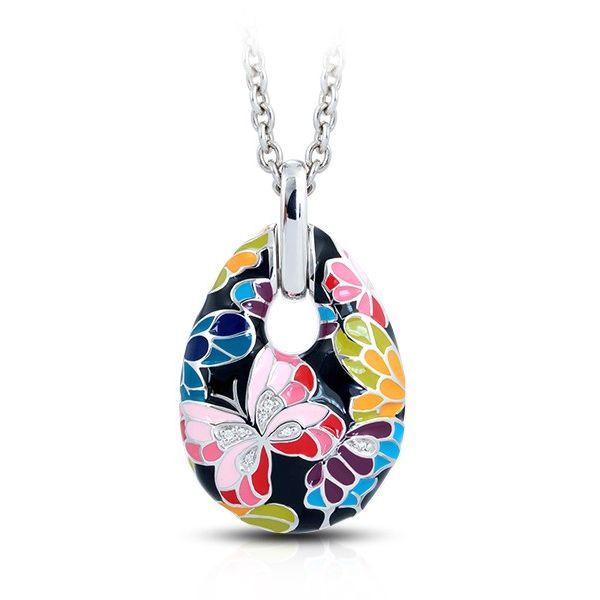 Sterling Silver Butterfly Kisses Pendant With Multi-Color Enamel & CZs Orin Jewelers Northville, MI