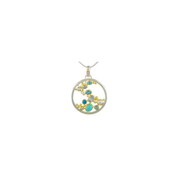 Sterling Silver and 22K Gold Vermeil Pendant with Multiple Stones Orin Jewelers Northville, MI