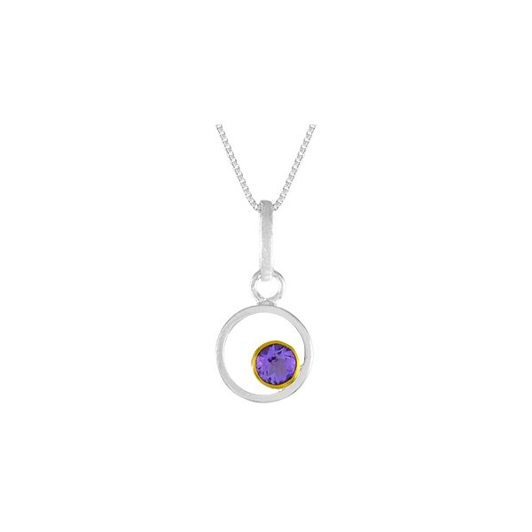 Sterling Silver and 22K Gold Vermeil Pendant with Amethyst by Michou Orin Jewelers Northville, MI