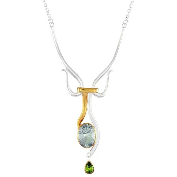 Sterling Silver and 22K Gold Vermeil Necklace with Green Amethyst and Peridot Orin Jewelers Northville, MI