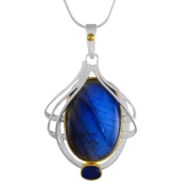 Sterling Silver & 22K Gold Vermeil Pendant With Gemstones Orin Jewelers Northville, MI