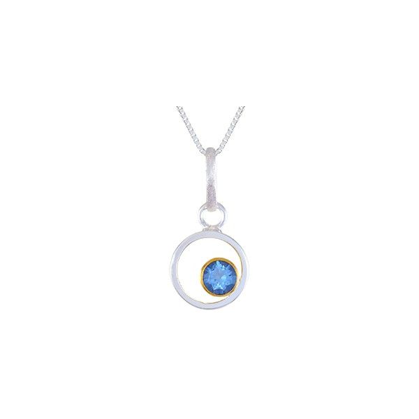 Sterling Silver and 22K Gold Vermeil Pendant with Blue Topaz by Michou Orin Jewelers Northville, MI