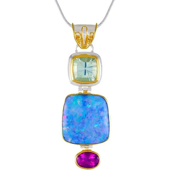 Sterling Silver And 22k Gold Vermeil Pendant With Multiple Gemstones Orin Jewelers Northville, MI