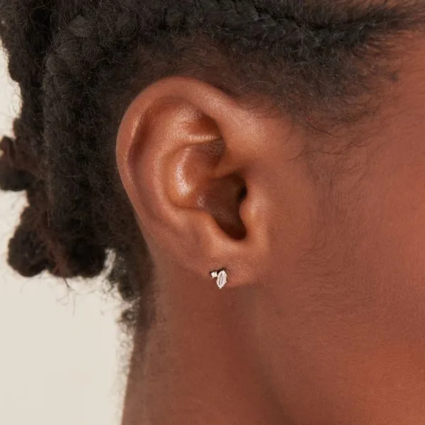 Sterling Silver Sparkle Emblem Stud Earrings Image 2 Orin Jewelers Northville, MI