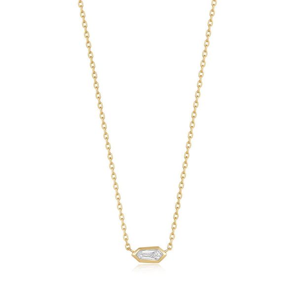 Sterling Silver Gold Plated Sparkle Emblem Chain Necklace Orin Jewelers Northville, MI