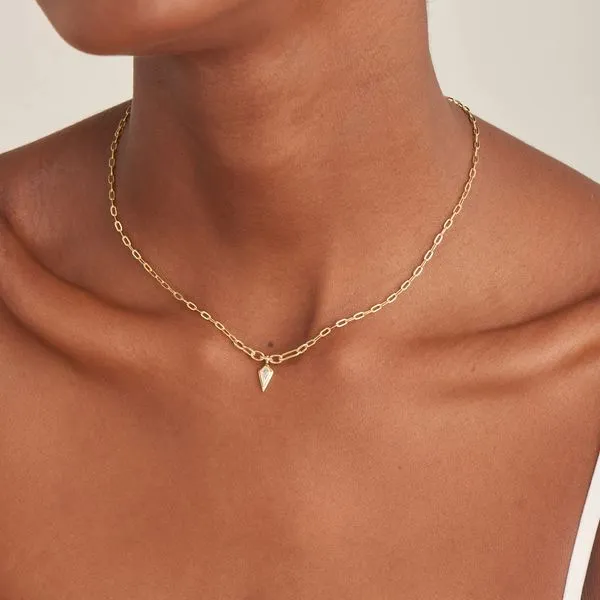 Sterling Silver Gold Plated Sparkle Drop Pendant Chunky Chain Necklace Image 2 Orin Jewelers Northville, MI