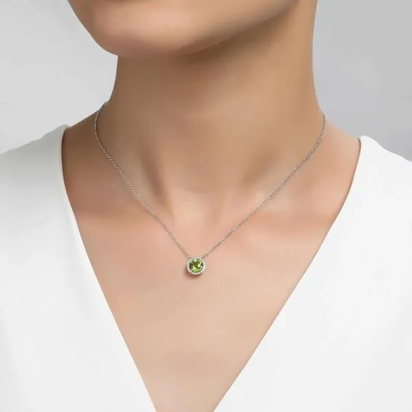 Sterling Silver Peridot & CZ Pendant Image 2 Orin Jewelers Northville, MI