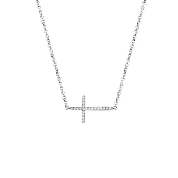 Sterling Silver Sideways Cross Necklace With Rhodium Plating Orin Jewelers Northville, MI
