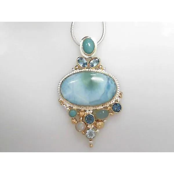 Sterling Silver & 22K Gold Vermeil Pendant With Multiple Gemstones Orin Jewelers Northville, MI