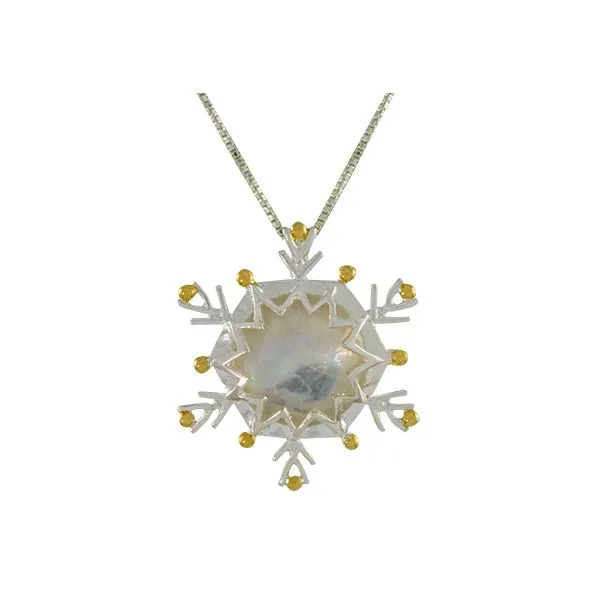 Sterling Silver and 22k Gold Vermeil Snokflake Drop Pendant Orin Jewelers Northville, MI