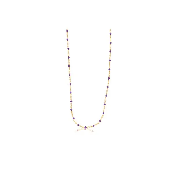 Yellow Gold Filled Ball & Chain Necklace With Purple Enamel Orin Jewelers Northville, MI