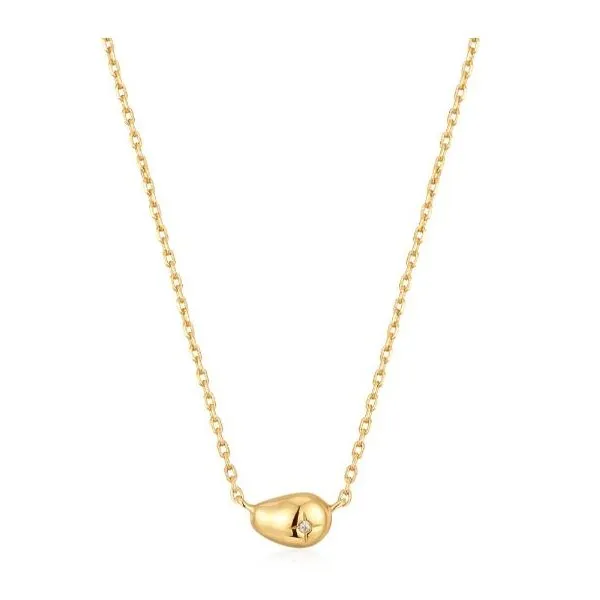 Sterling Silver Gold Plated Pebble Sparkle Necklace by Ania Haie Orin Jewelers Northville, MI