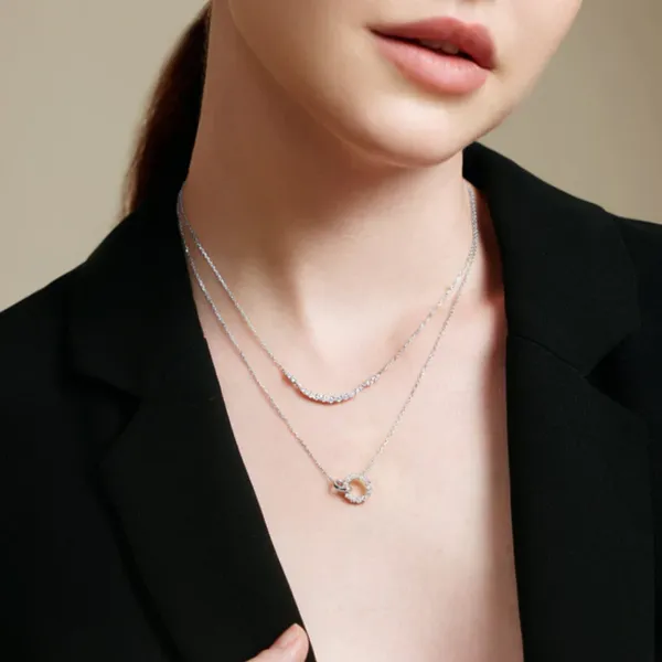 Sterling Silver Gold Plated Arc Pave Necklace Image 2 Orin Jewelers Northville, MI