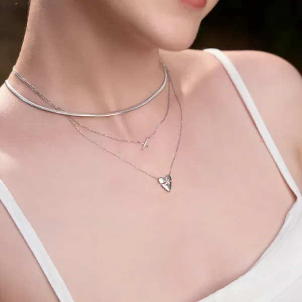 Sterling Silver Heart Kiss Pave Necklace By Ania Haie Image 2 Orin Jewelers Northville, MI
